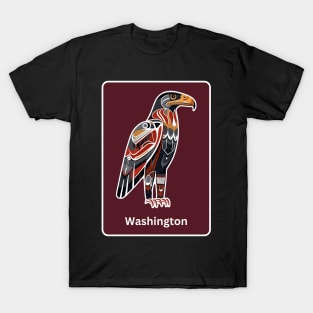 Washington Native American Indian American Red Background Eagle Hawk Haida T-Shirt